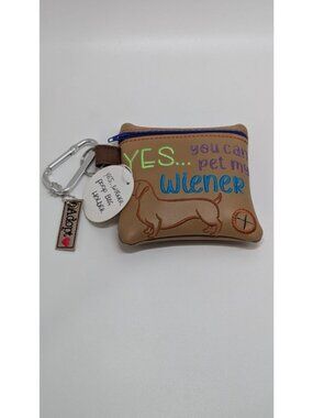Handmade Brown "Yes You Can Pet My Weiner" Poo Waste Bag Holder